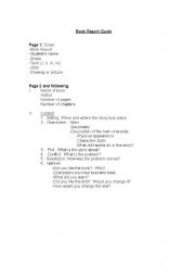 English Worksheet: Book Report Guide