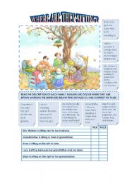 English Worksheet: WHERE ARE THEY SITTING?