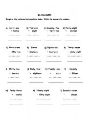 English worksheet: do the math