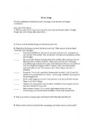 English worksheet: Body Image-Mirror Activity