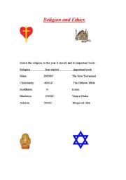 English worksheet: Religion and Morals