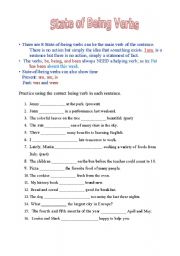 English worksheet: Is, am, are, was, were, be, being, been