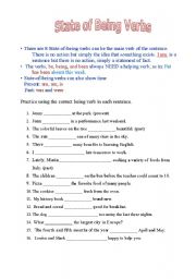 English Worksheet: Is, am, are, was, were, be, being, been