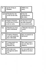 English Worksheet: Compound sentence and coordinator game