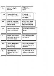 English worksheet: Compound sentence and coordinator game