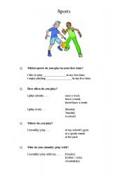 English worksheet: Which Sports Do You Play?