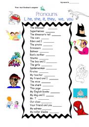 English Worksheet: Pronouns CARD 2 of 4