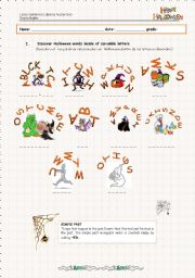 English Worksheet: Halloween scrumble words, Simple Past and  a costume design