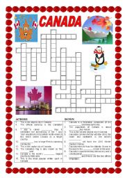 English Worksheet: Canada - crossword