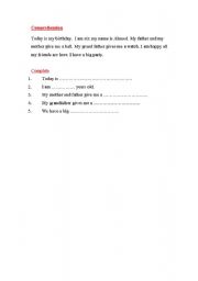 English worksheet: comprehension