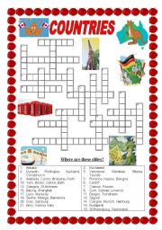 Countries and cities - crossword