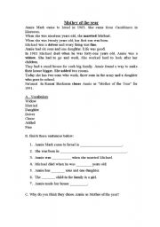 English Worksheet: Mother of the year