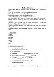 English worksheet: Mother of the year