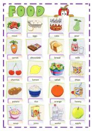 English Worksheet: FOOD PICTIONARY