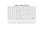 English worksheet: Animal vocabulary wordsearch