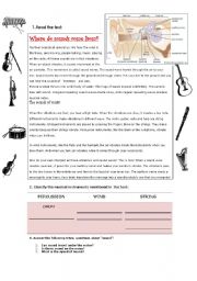 English Worksheet: WHERE DO SOUNDS COME FROM? (READING COMPREHENSION)