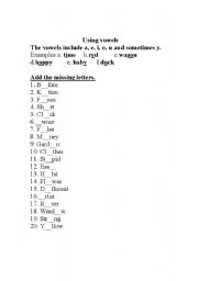 English worksheet: vowels