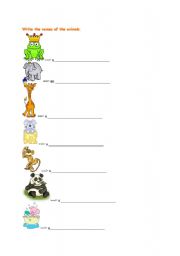 English worksheet: animals