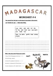 Movie Session: Madagascar Worksheet # 4 - (2 pages)