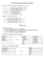 English Worksheet: There is/There are/Some/Any