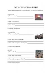 English Worksheet: NATURAL DISASTERS