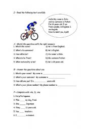 English worksheet: reading comprehension