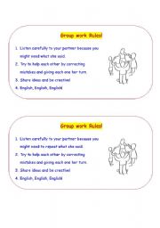 English worksheet: group work rules