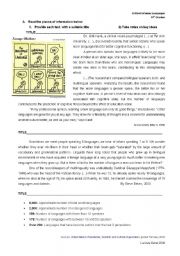 English Worksheet: Languages and the Benefits of learning them