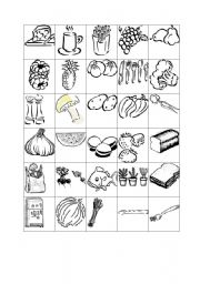 English Worksheet: food-vocabulary practice-bingo