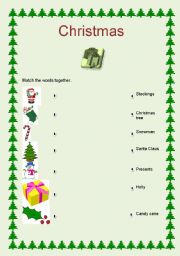 English worksheet: Christmas vocabulary matching