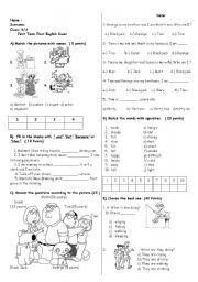 English Worksheet: 6 th grade exam 