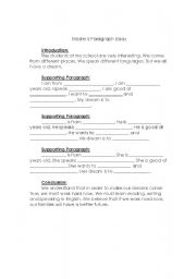 English Worksheet: 5 paragraph CLOZE activity