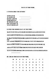 English Worksheet: Days of the week