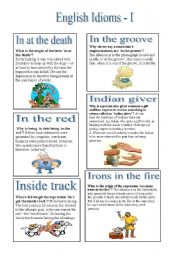 English Worksheet: English Idioms - I