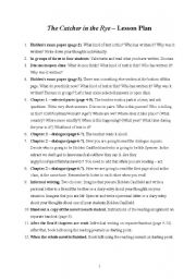 English Worksheet: The Catcher in the Rye - Lesson Plan
