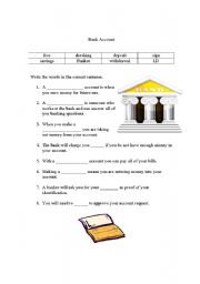 English worksheet: Bank Account