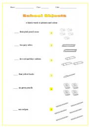 English worksheet: School Objects