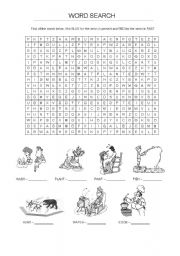 English worksheet: REGULAR VEBS - WORDSEARCH