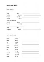 English Worksheet: Food and drink. Verbs and adjectives