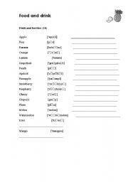 English worksheet: Fruit and berries vocabulary