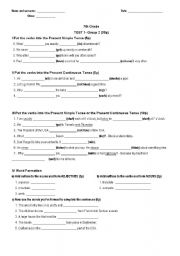 English Worksheet: 7th Grade Test_2009 - Group 2 with KEY