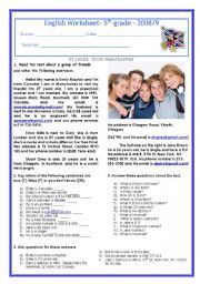 English Worksheet: Friends from Manchester