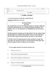English Worksheet: Summative Test 7th year - Films and Television
