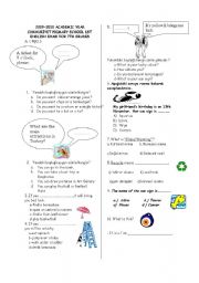 English Worksheet: 7th grade exam