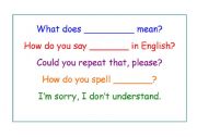 English Worksheet: Useful classroom phrases - Poster for the classroom wall