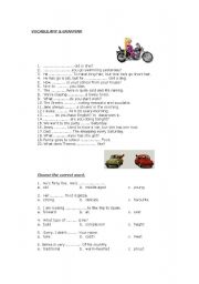 English Worksheet: vocabulary and grammar