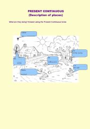 English worksheet: Description using present continuous