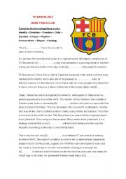 English Worksheet: FC Barcelona - fill the gaps