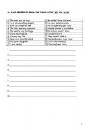 English worksheet: so-such result sentences