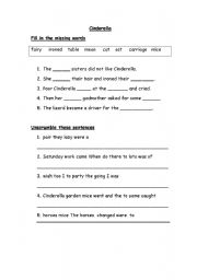 English Worksheet: Cinderella acivity page